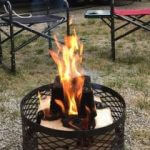 BIO BLOCKS burning in the fire pit at a campground.